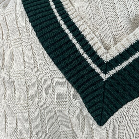 Vintage Cable Knit Sweater Vest Oversized Relaxed Fit Slouchy Preppy Tennis Prep - Picture 5 of 6